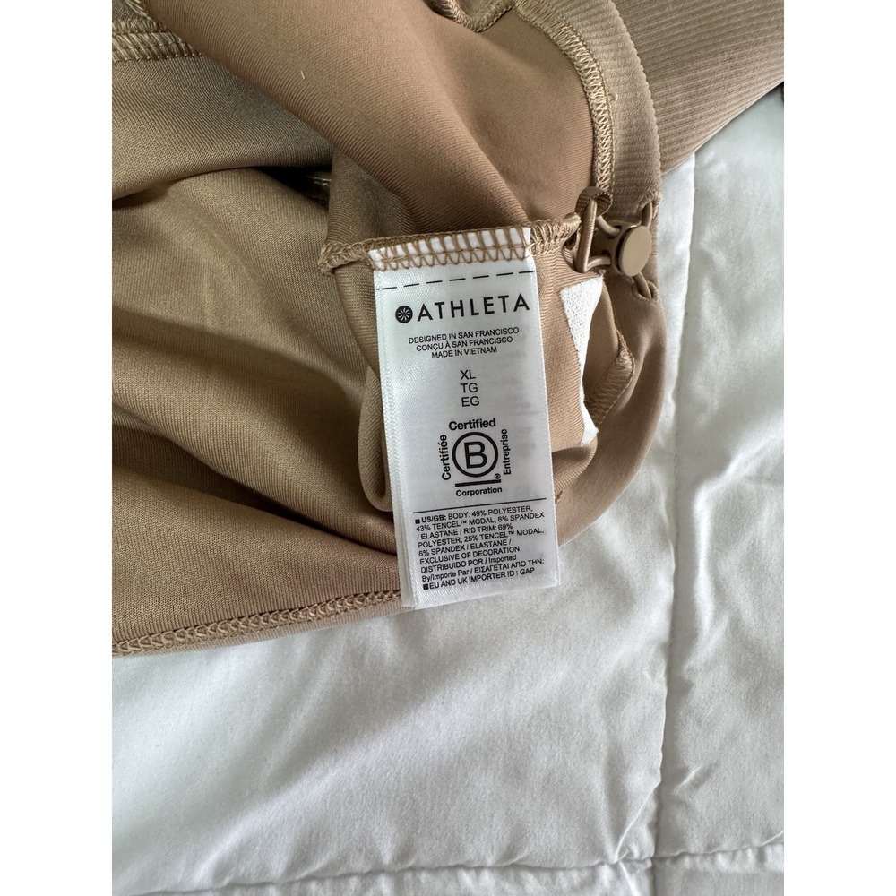 NWT Athleta Seasoft Rib 1/4 Zip Popover (tan) Size XL Brown Lightweight - Picture 8 of 11
